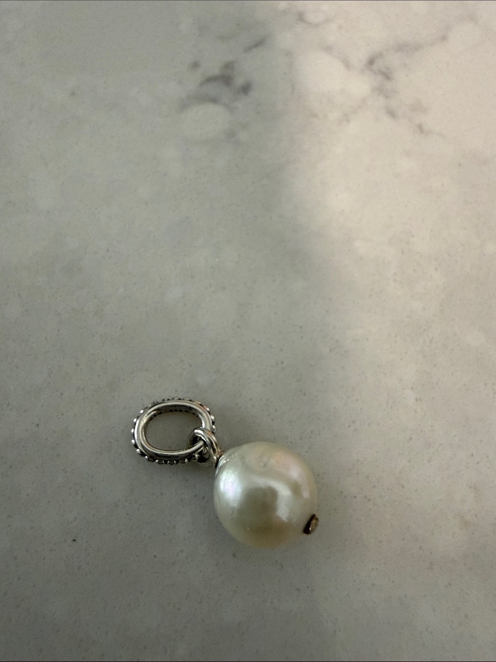 Authentic Pandora Sterling Silver Pearl Drop Charm - for bracelet or necklace